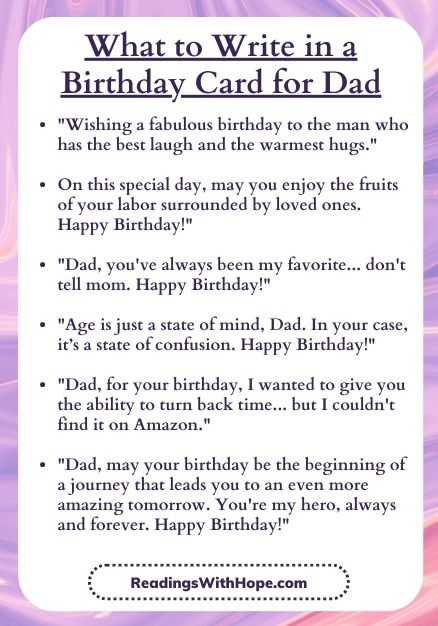 What to Write in a Birthday Card for Dad Infographic