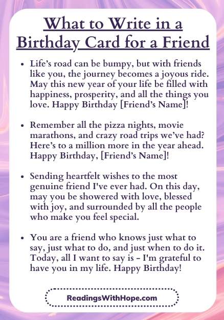 What to Write in a Birthday Card for a Friend Infographic