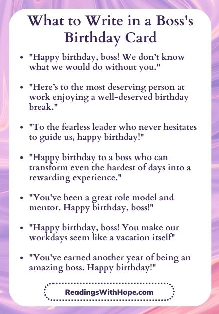 What to Write in a Boss's Birthday Card Infographic