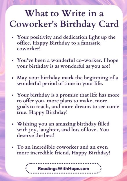 What to Write in a Coworker's Birthday Card Infographic