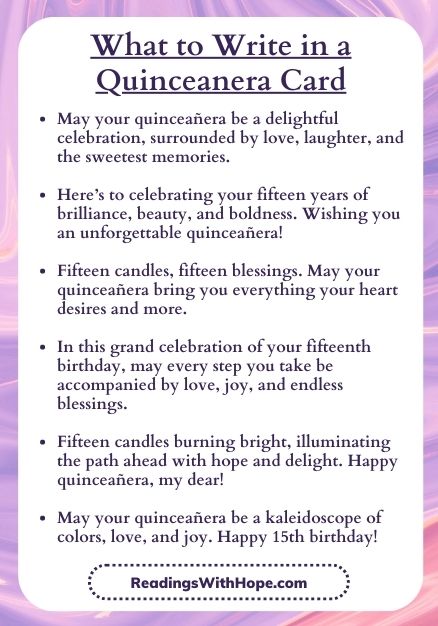 What to Write in a Quinceanera Card Infographic