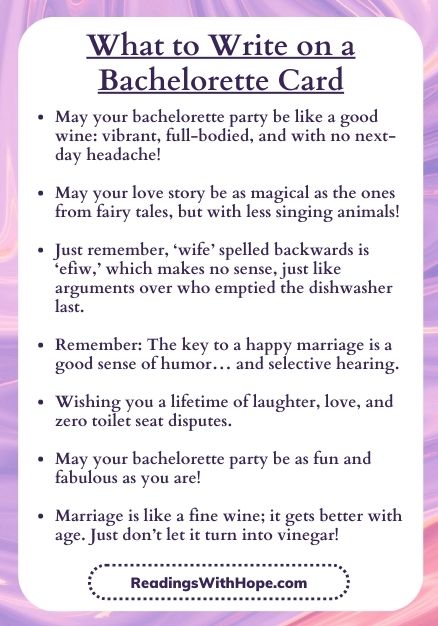 What to Write on a Bachelorette Card Infographic