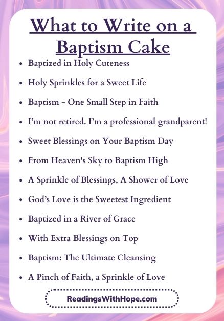 What to Write on a Baptism Cake Infographic
