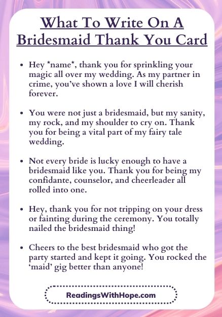 What to Write on a Bridesmaid Thank You Card Infographic
