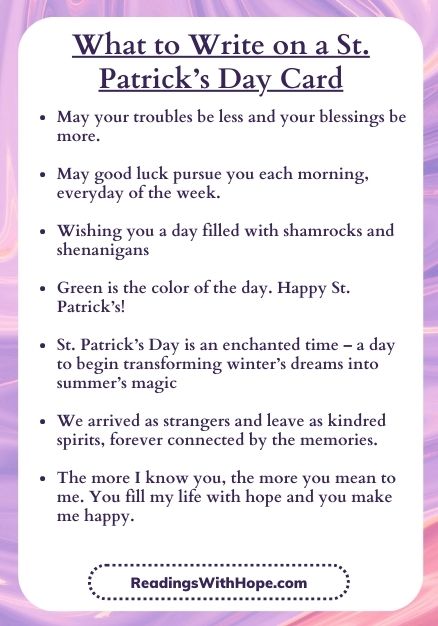 What to Write on a St Patrick's Day Card Infographic
