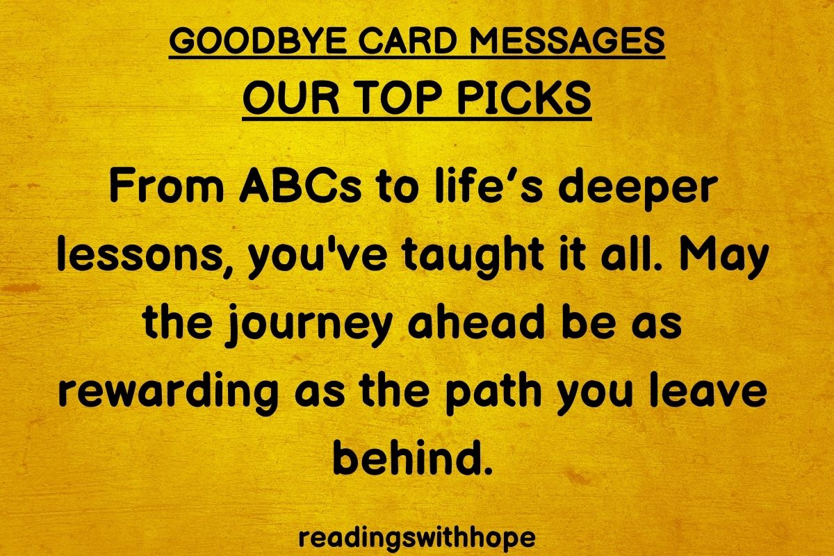 goodbye card message to teacher