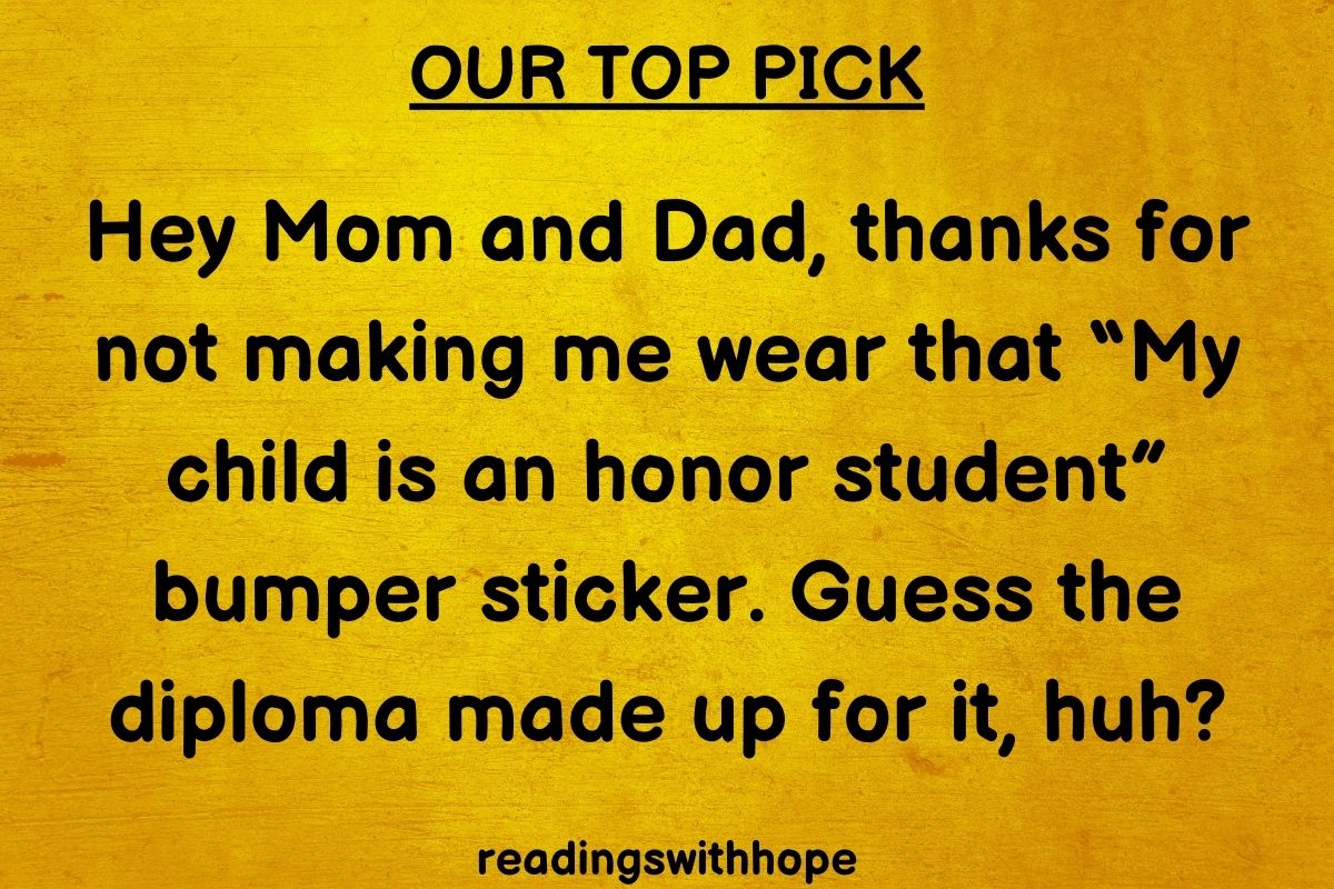 Funny Thank You Message for Parents on Graduation Day