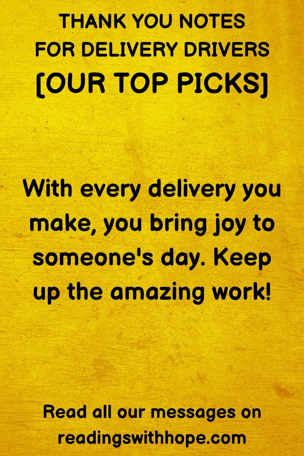 thank you note to delivery drivers