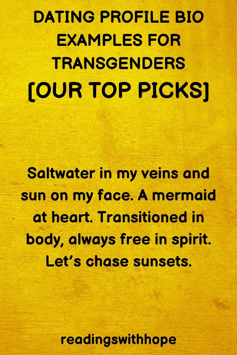 dating profile bio example for transgenders
