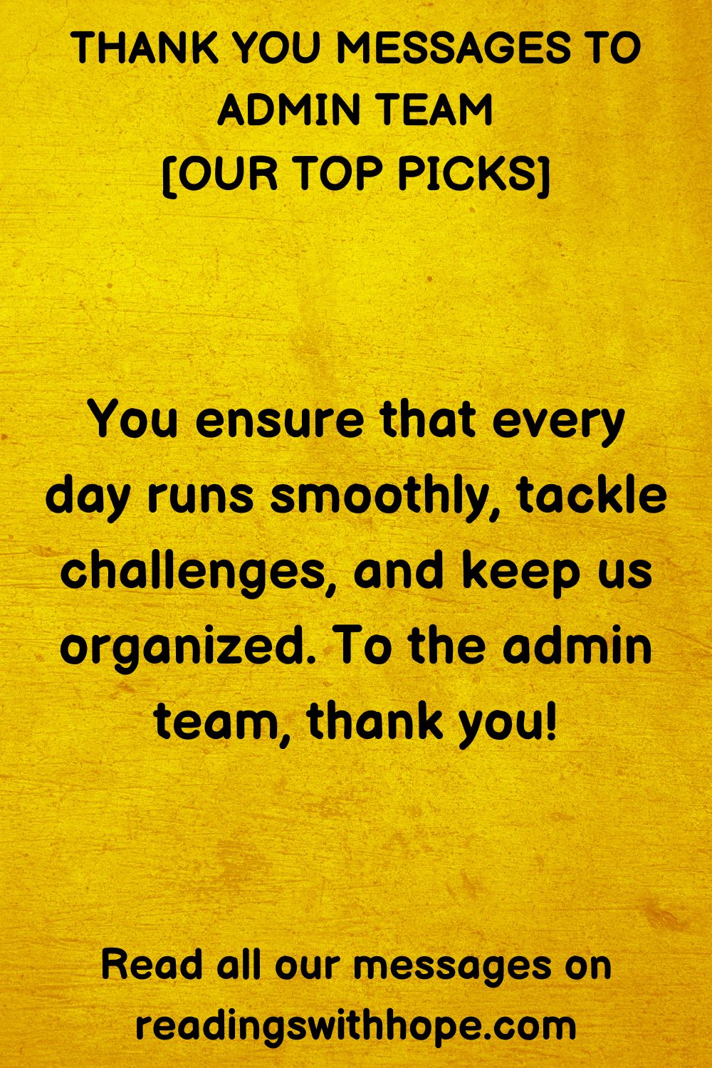 thank you message to admin team