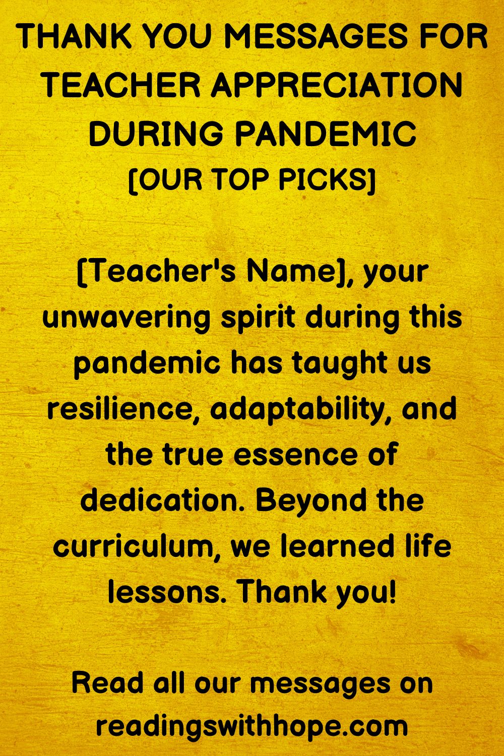 Thank You Message For Teacher Appreciation During Pandemic

