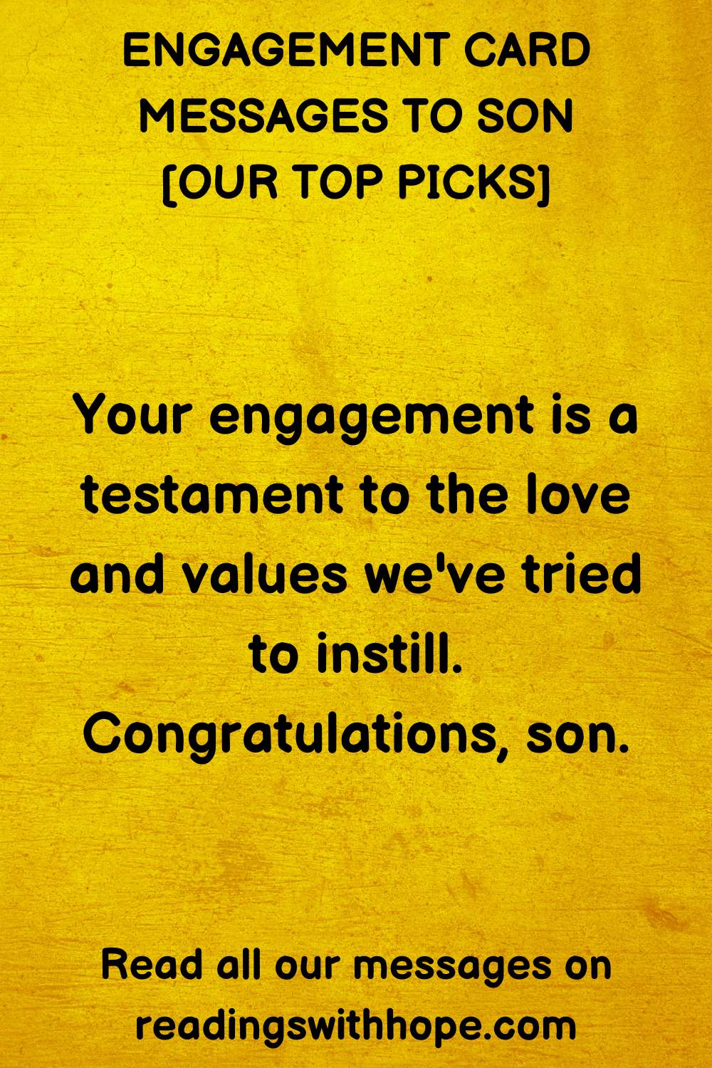 engagement card message to son