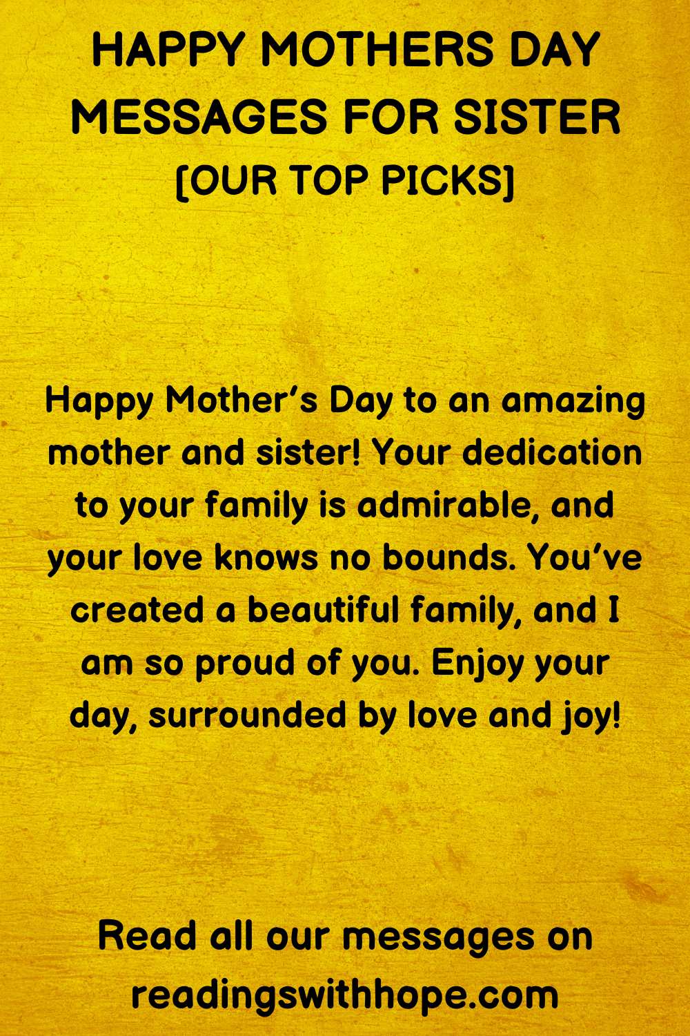 Happy Mothers Day Message for Sister

