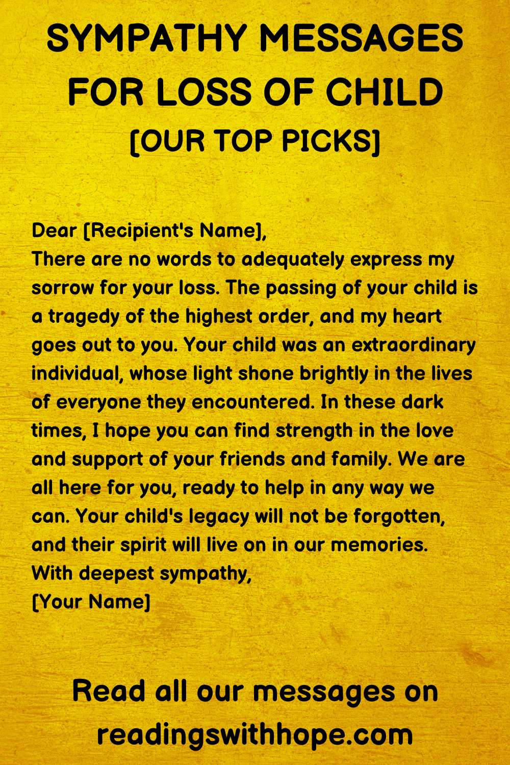 Sympathy Message for Loss of a Child