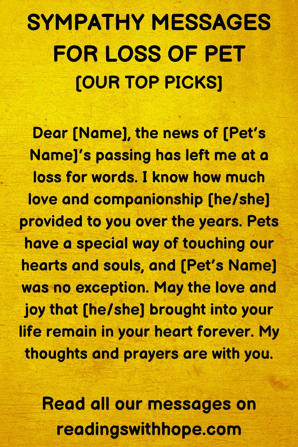 Sympathy Message for Loss of a Pet