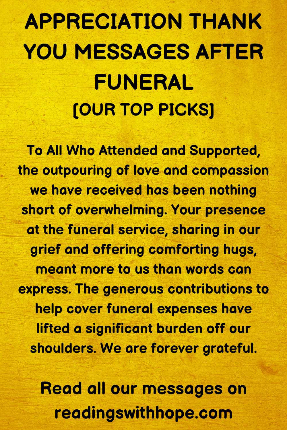 Appreciation Thank You Message After Funeral