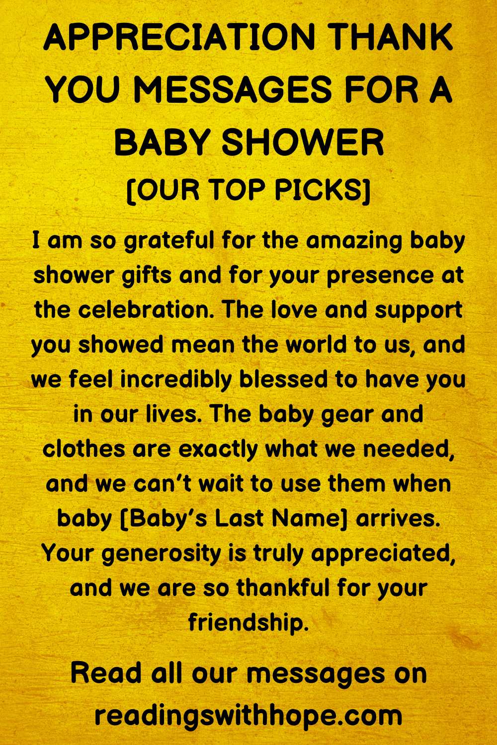 Appreciation Thank You Message for a Baby Shower