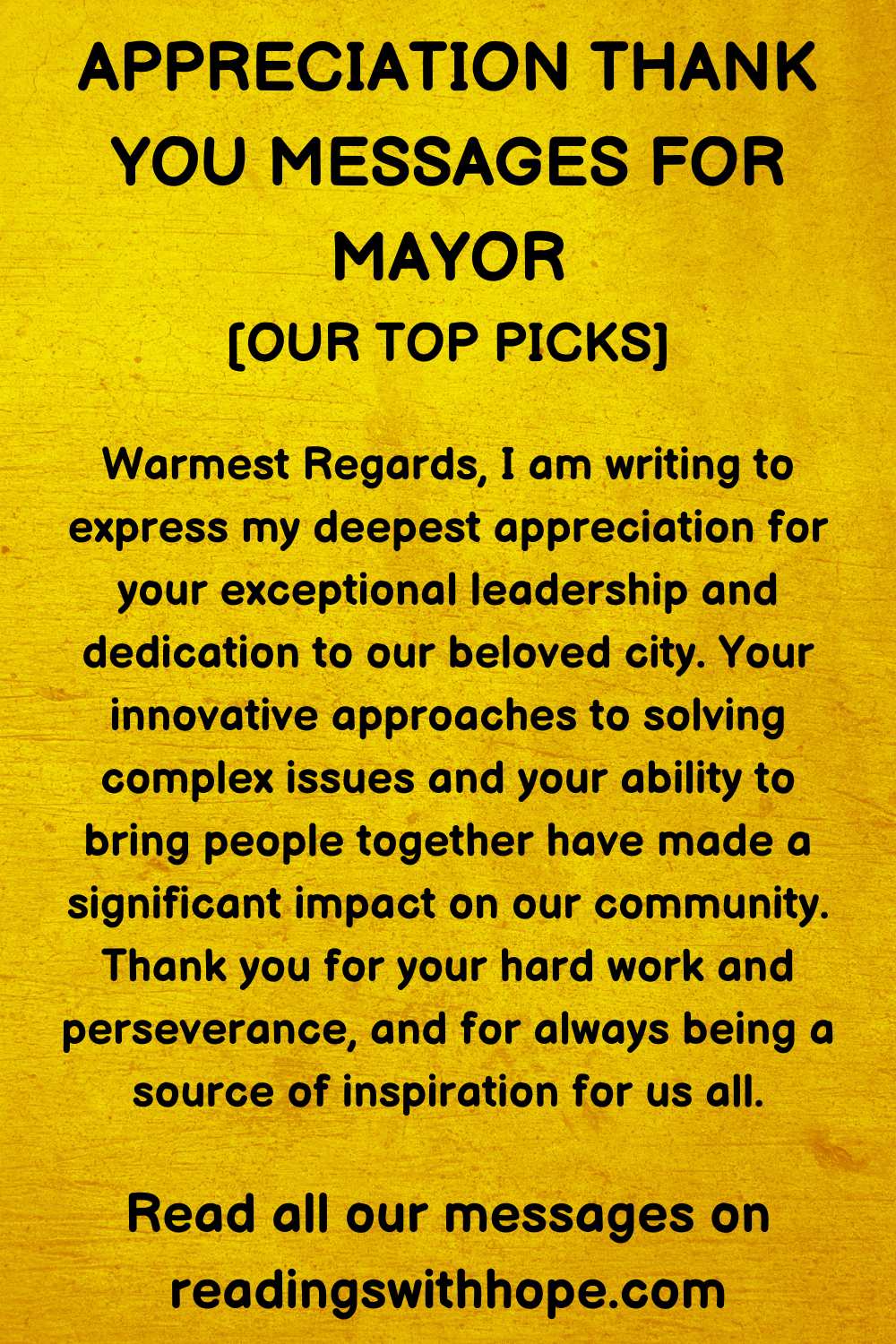 Appreciation Thank You Message for Mayor