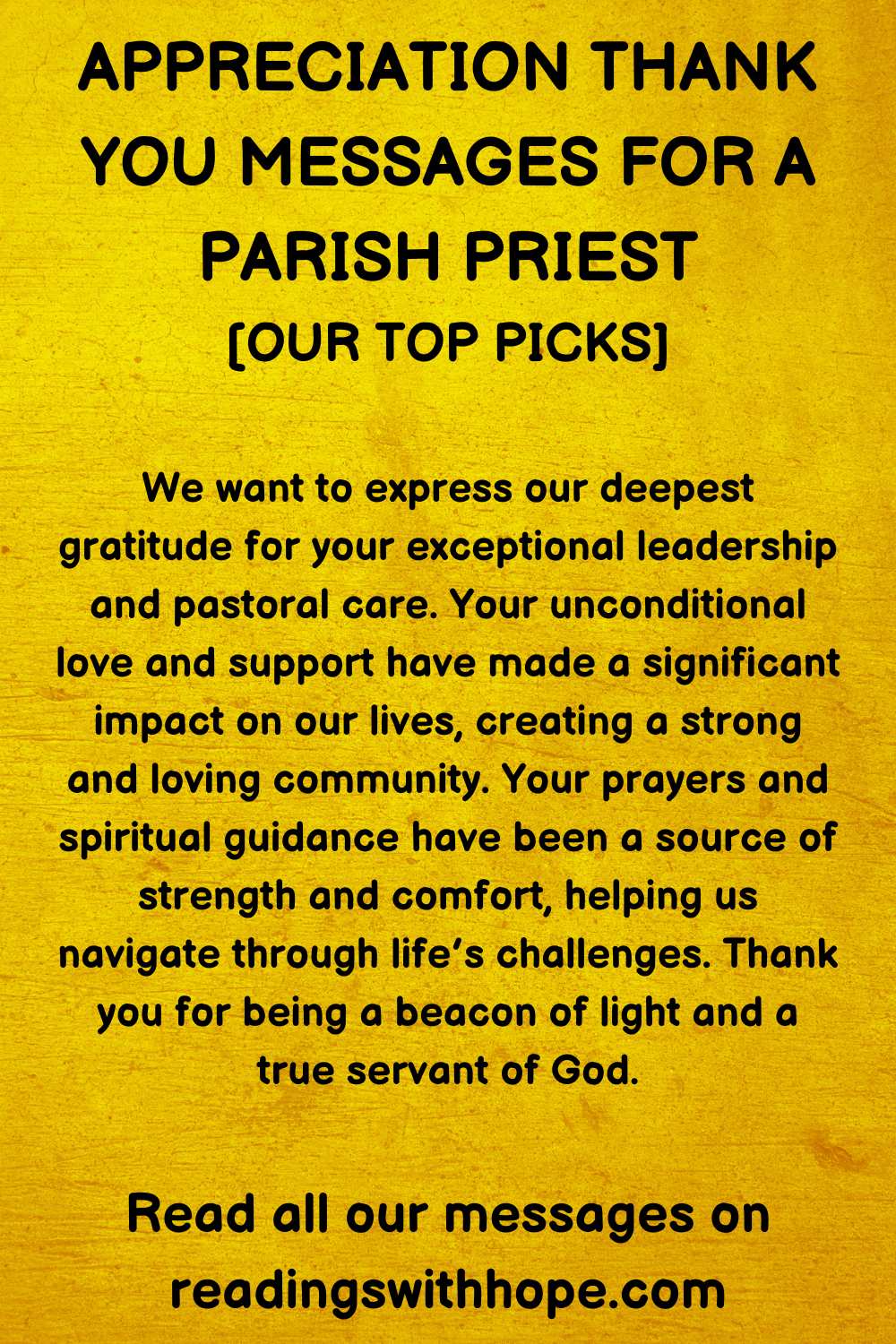 Appreciation Thank You Message for a Parish Priest