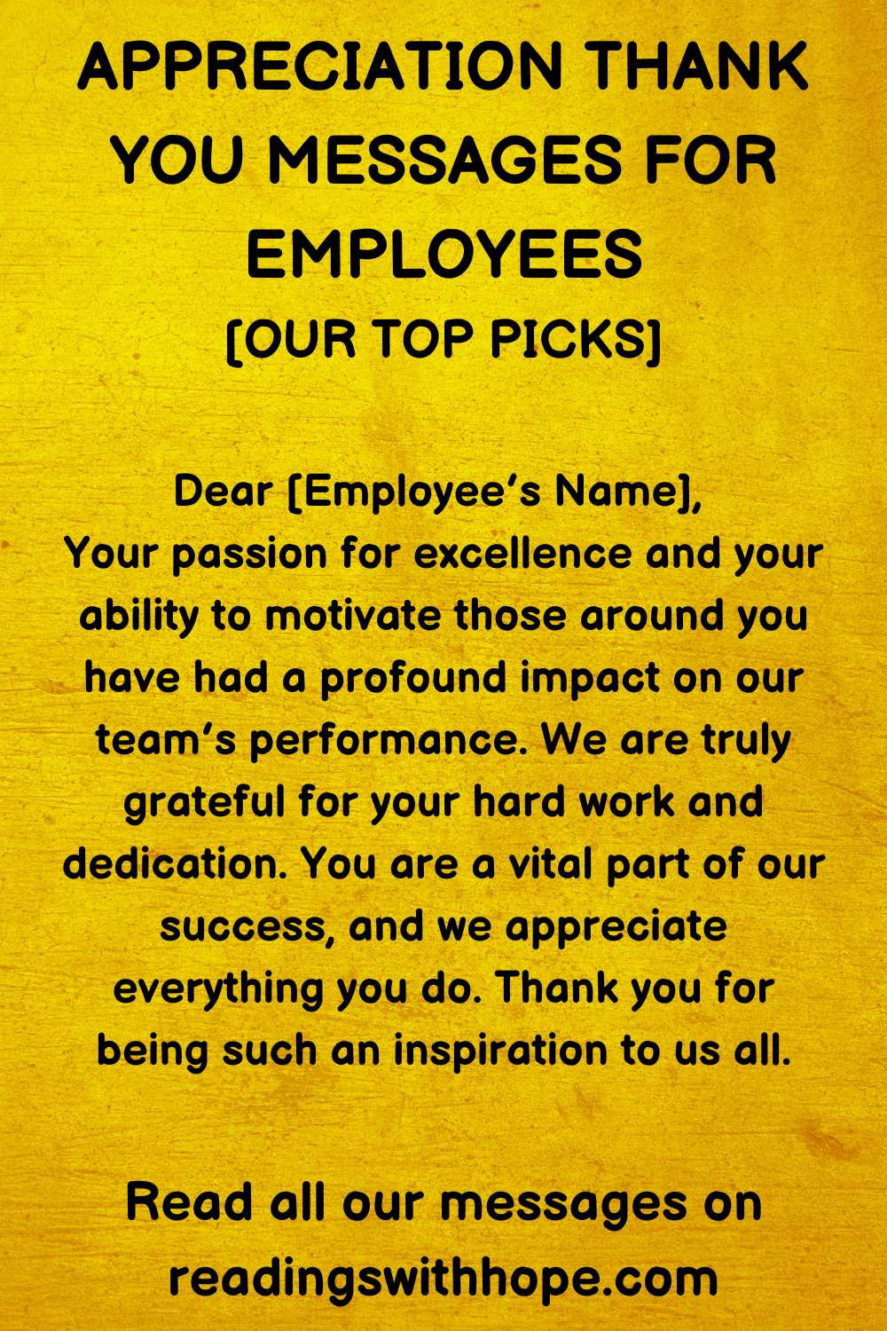 Appreciation Thank You Message for Employees