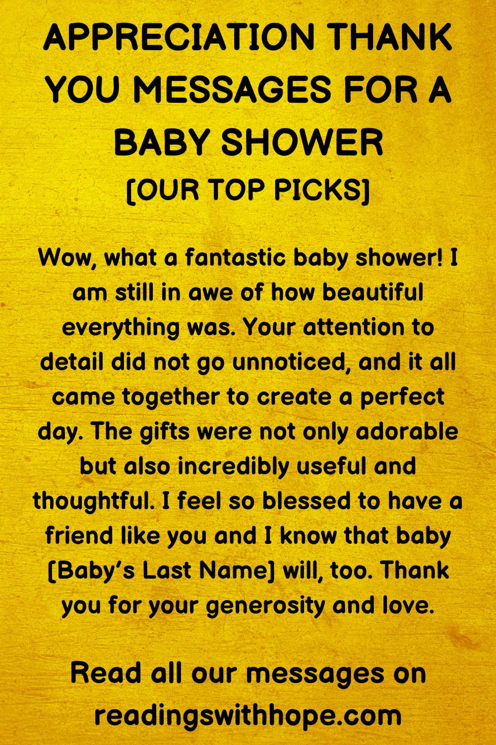 Appreciation Thank You Message for a Baby Shower