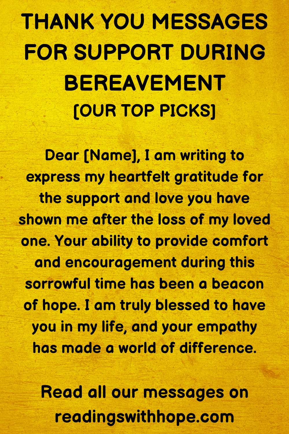 Thank You Message For Support During Bereavement
