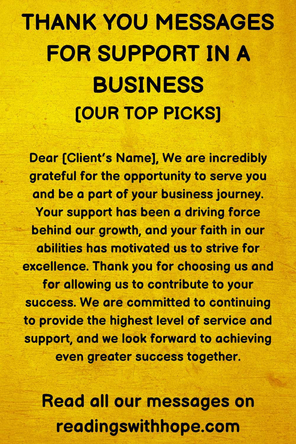 Thank You Message For Support in a Business