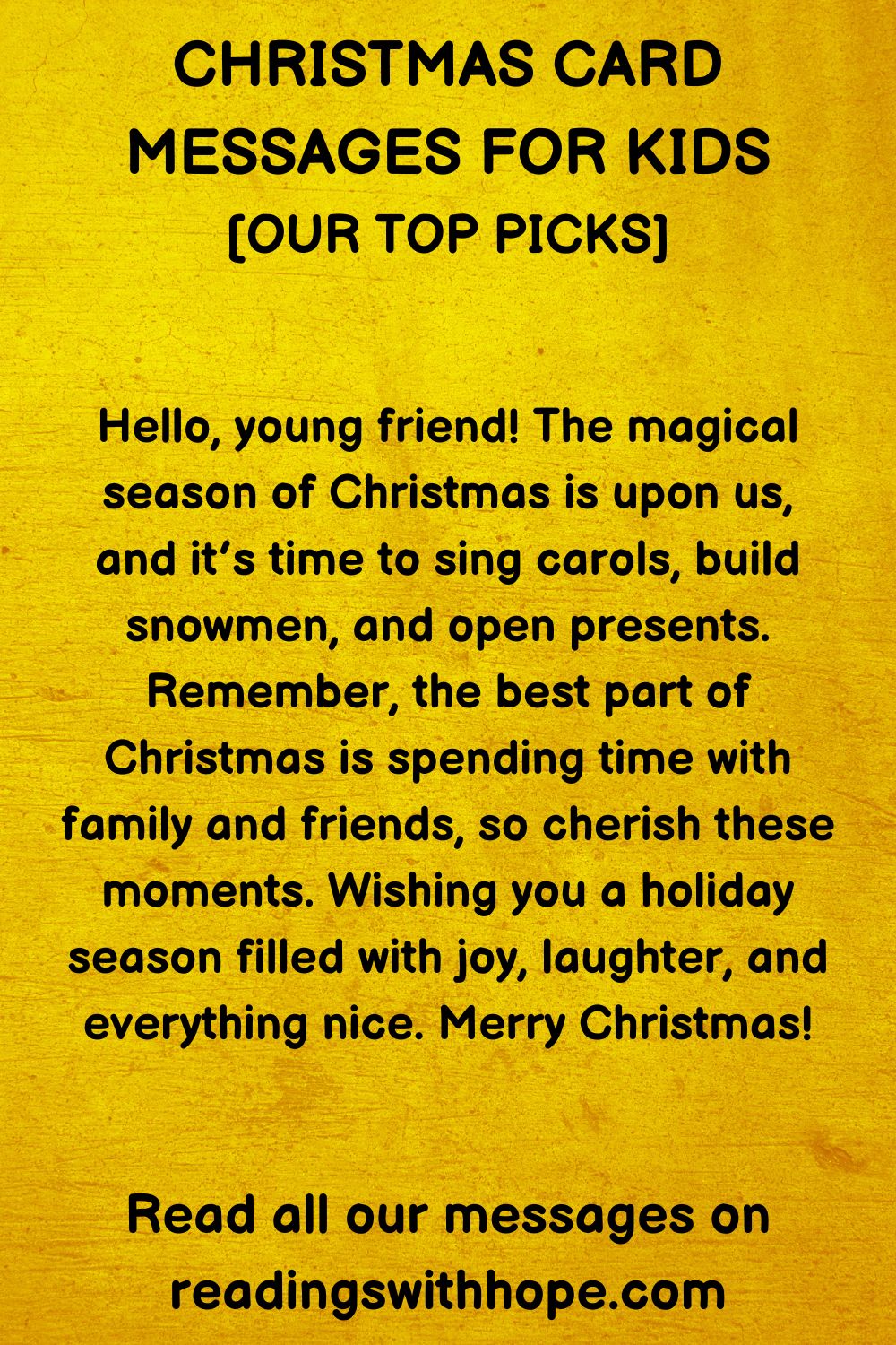 christmas card messages for kids