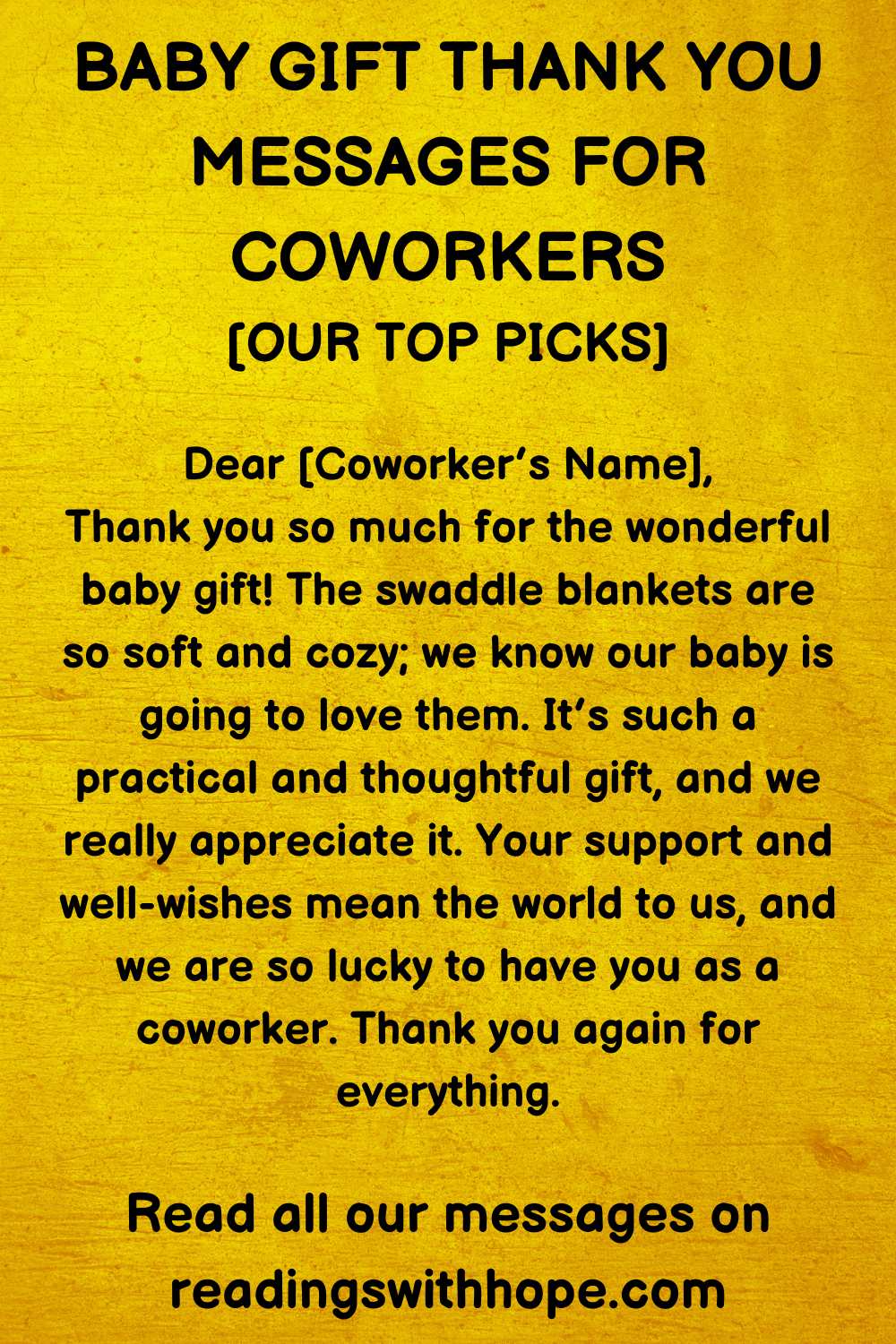 Baby Gift Thank You Message for Coworkers