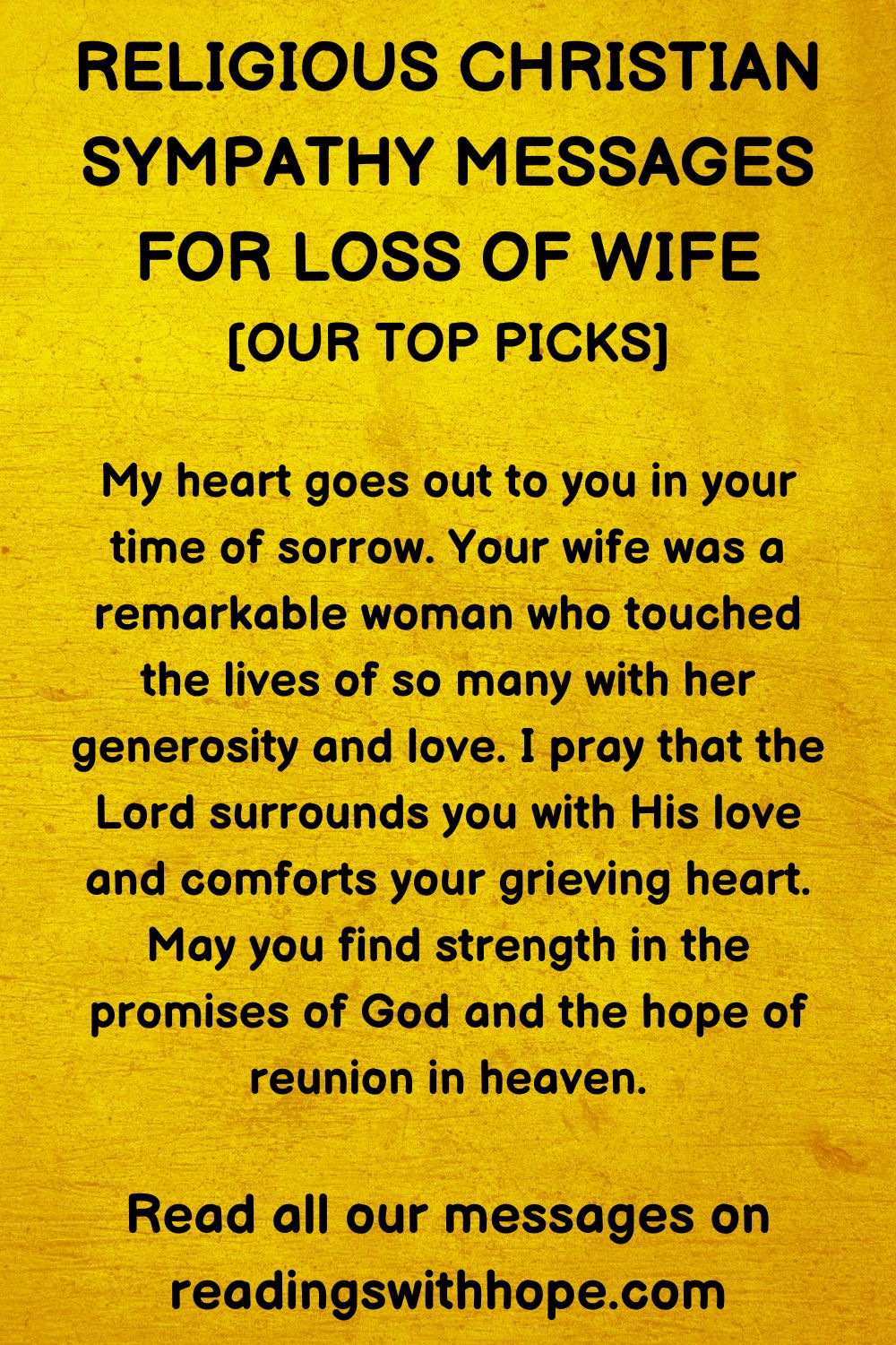 Religious Christian Sympathy Message for Loss of Wife
