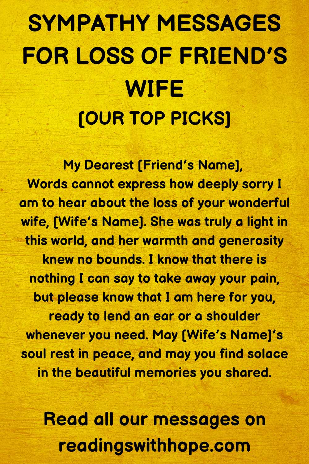 Sympathy Message for Loss of Friend's Wife