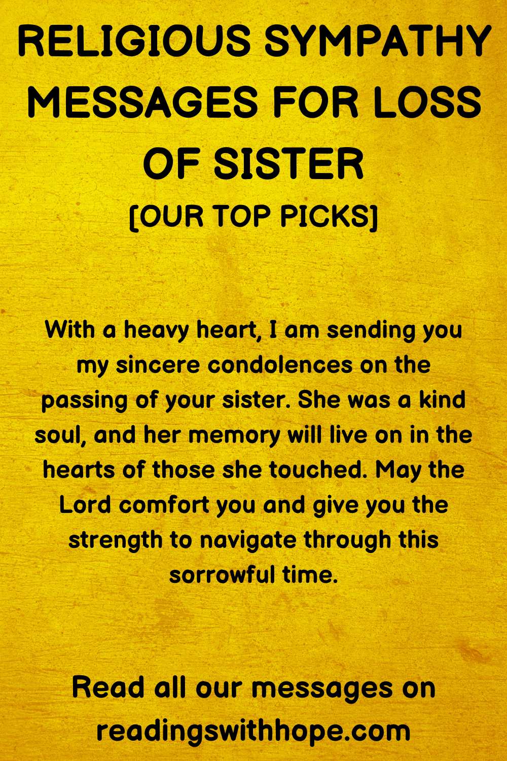 Religious sympathy message for loss of sister