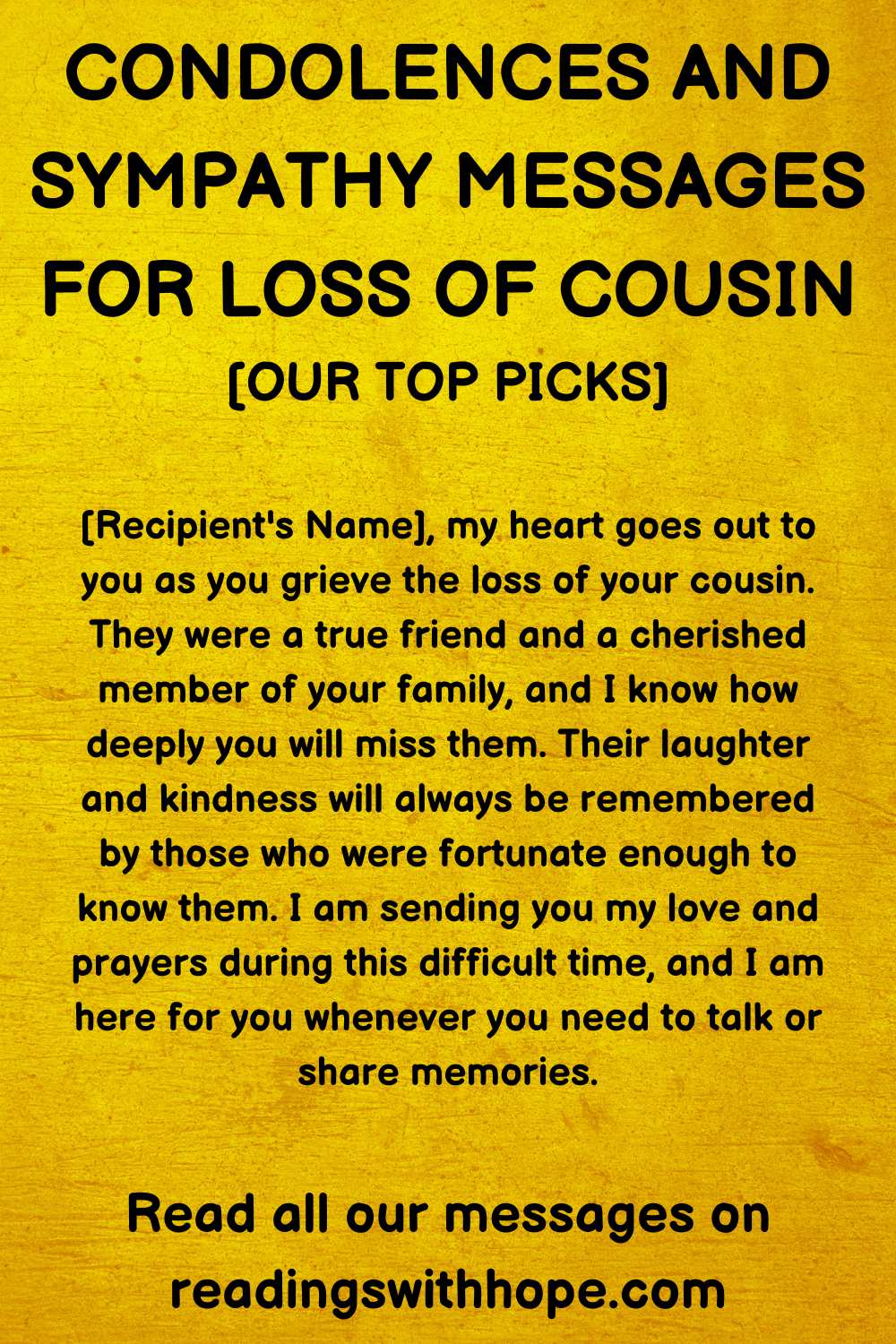 30 Condolences and Sympathy Messages for Loss of Cousin