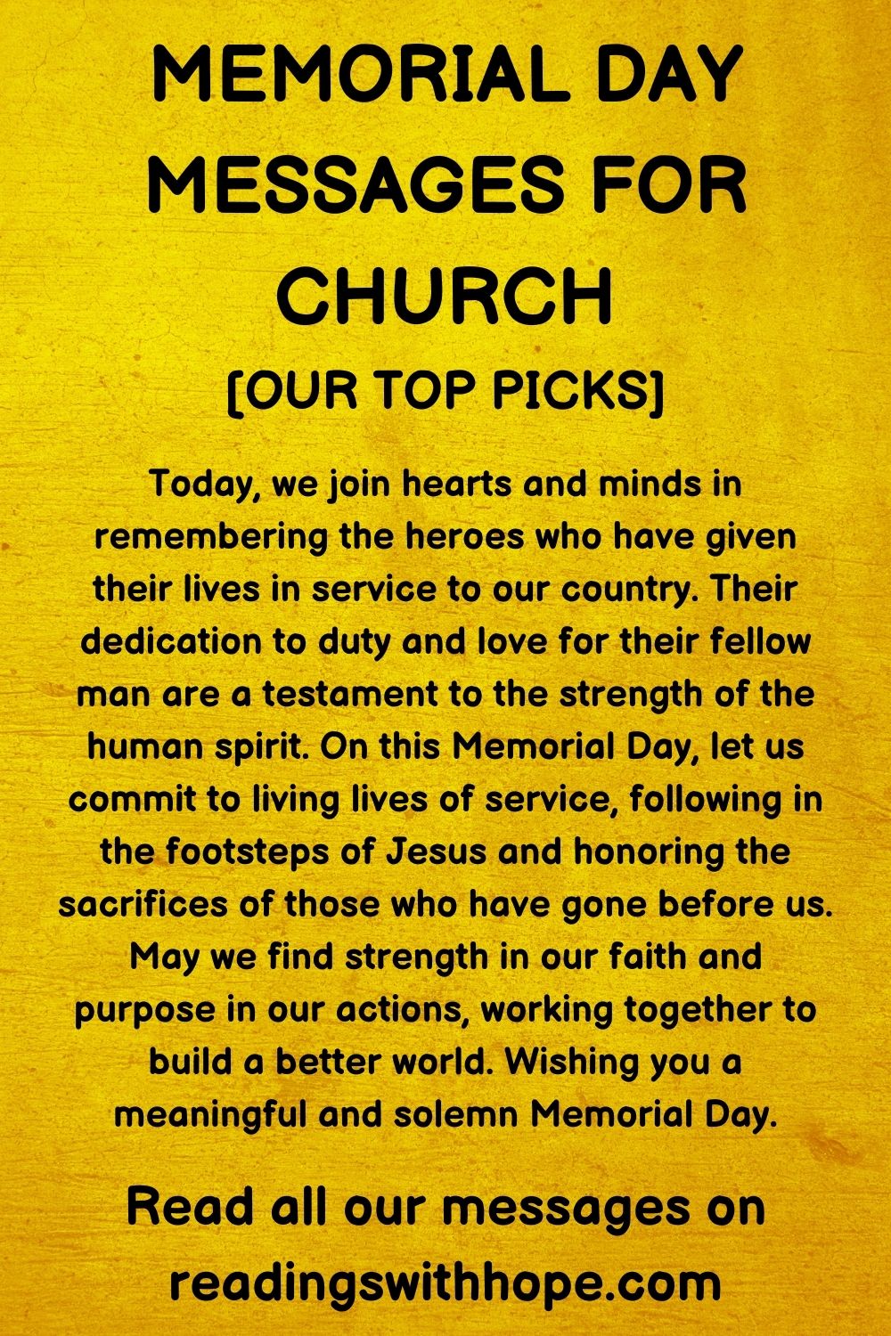 memorial day messages for church