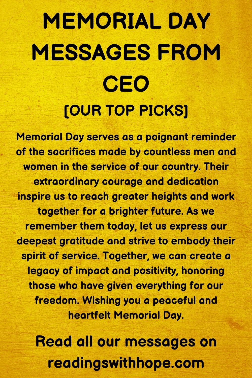 memorial day messages from ceo