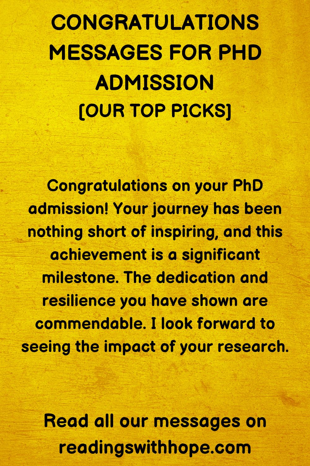 Congratulations Message for Phd Admission
