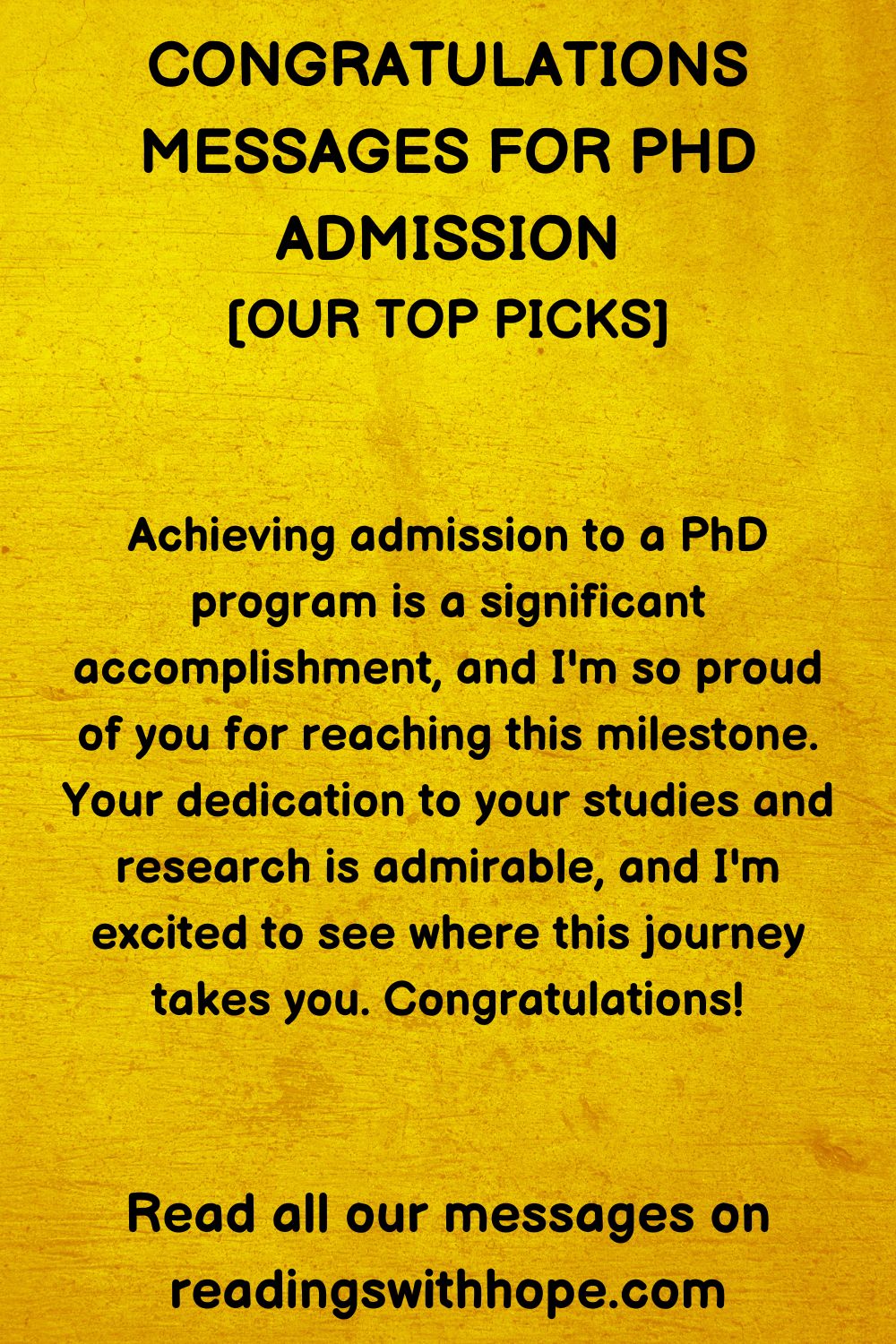Congratulations Message for Phd Admission
