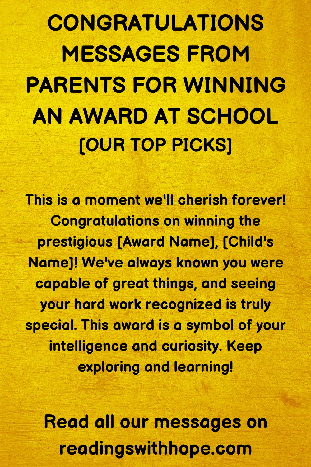 congratulations message for winning an award at school from parents