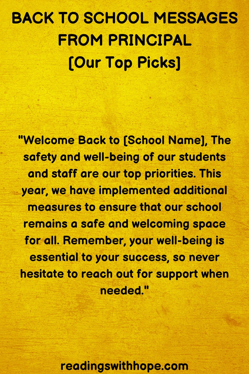 Back To School Messages From Principal