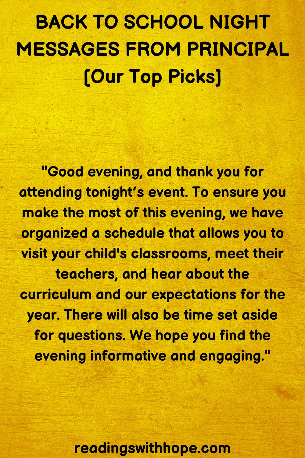 Back To School Night Messages From Principal