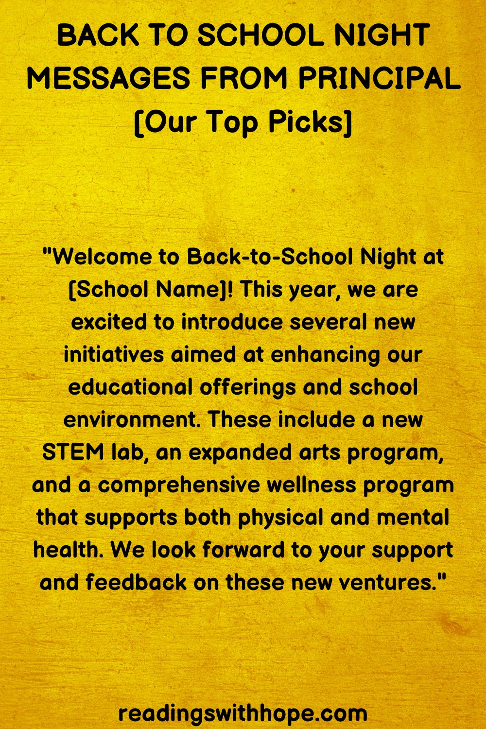 Back To School Night Messages From Principal