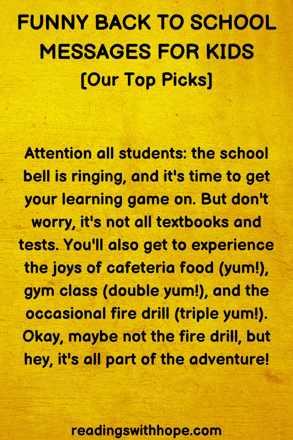 Funny Back To School Messages For Kids