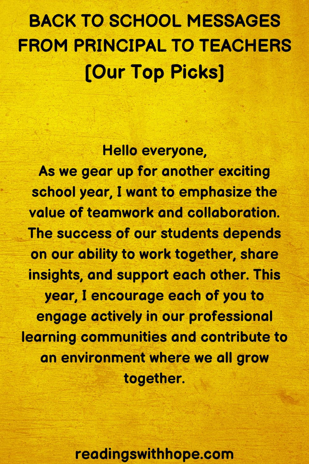 Back To School Messages From Principal To Teachers