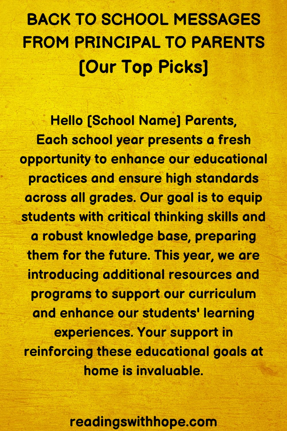 Back To School Messages From Principal To Parents